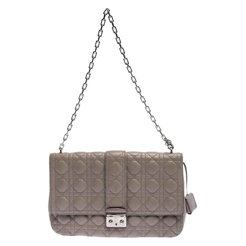 Dior Grey Cannage Leather Large Miss 