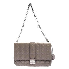 Dior Grey Cannage Leather Large Miss Dior Flap Bag
