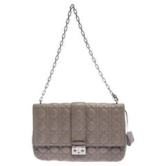 Dior Grey Cannage Leather Large Miss Dior Flap Bag