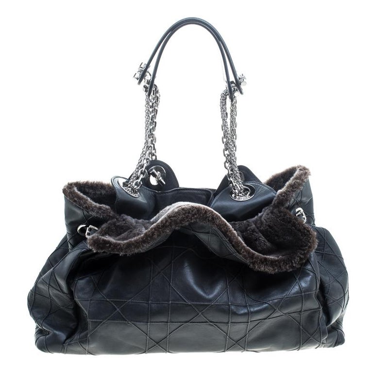 Dior Grey Cannage Leather Le Trente Hobo For Sale at 1stDibs