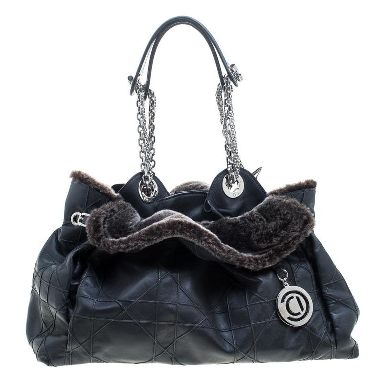 Dior Grey Cannage Leather Le Trente Hobo For Sale at 1stDibs