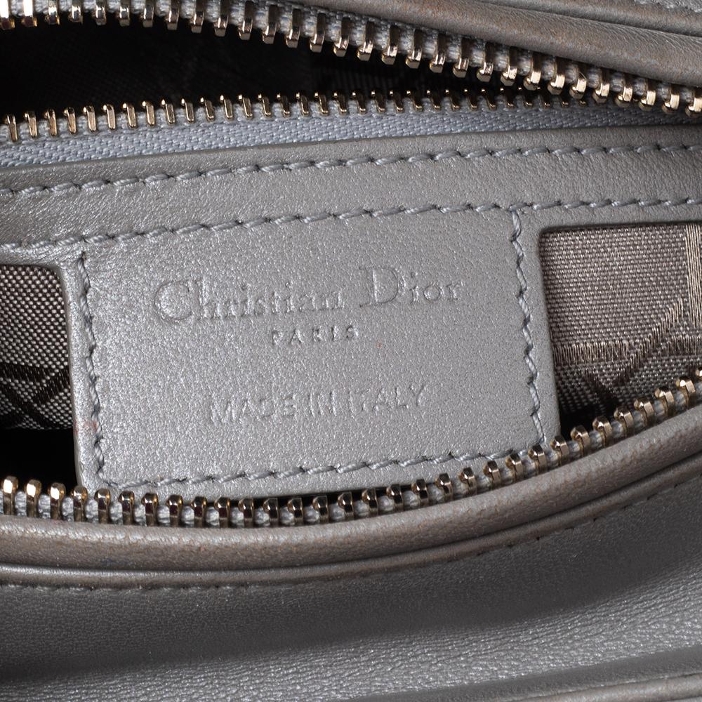 Dior Grey Cannage Leather Medium Lady Dior Tote 2