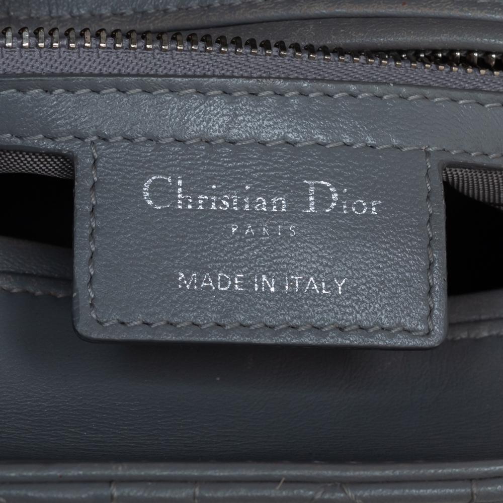 Dior Grey Cannage Leather Medium Lady Dior Tote 3