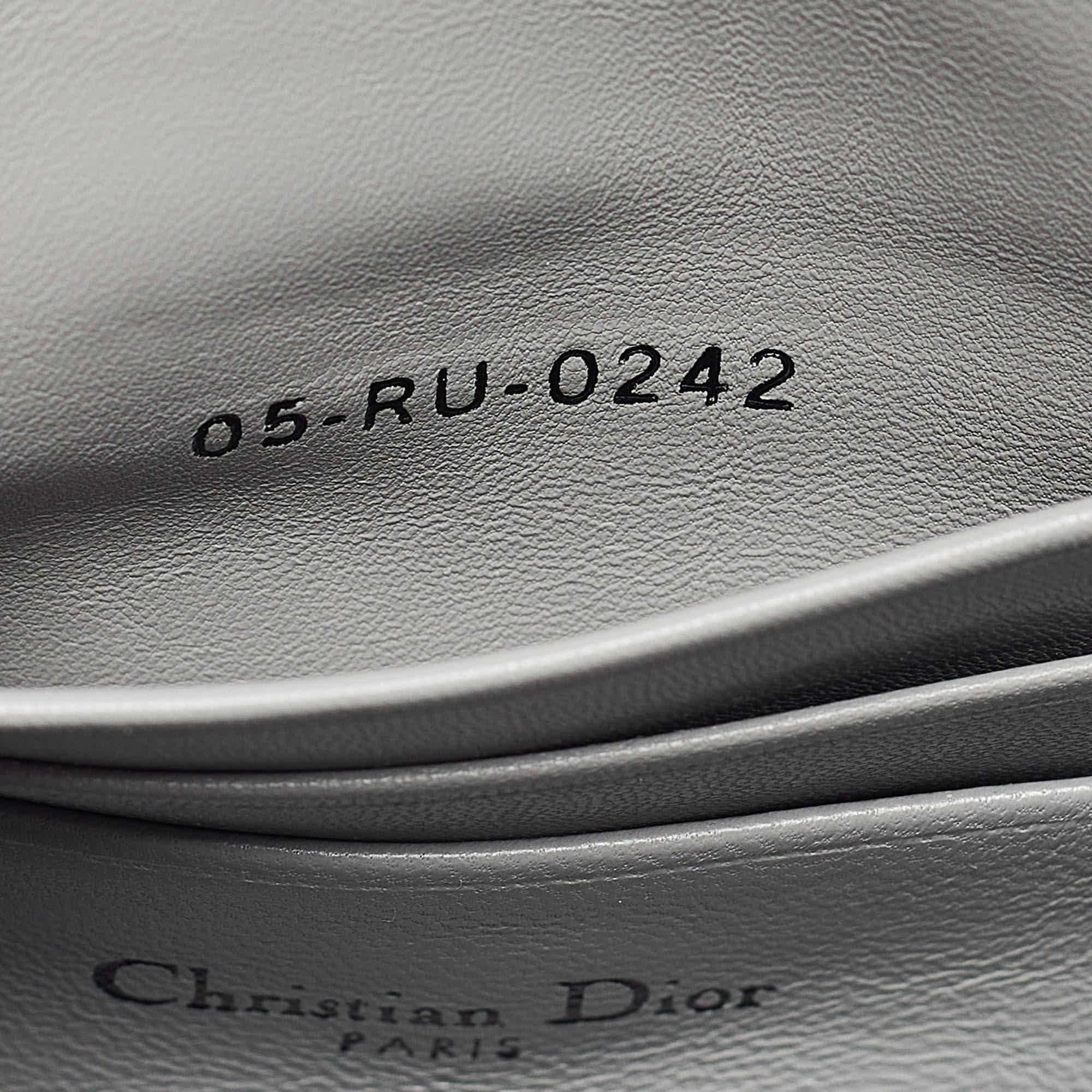 Dior Grey Cannage Leather Mini Caro Crossbody Bag For Sale 3