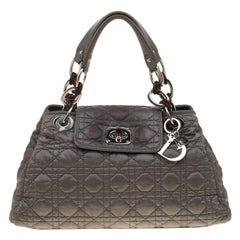 Dior Grey Cannage Nylon Charming Lock Satchel