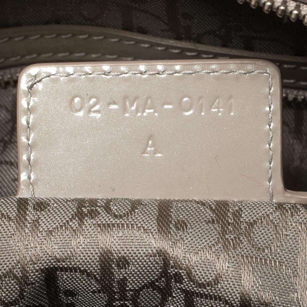 Women's Dior Grey Cannage Patent Leather Large Lady Dior Tote
