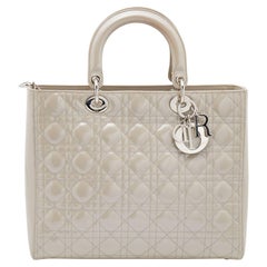 Dior Grey Cannage Patent Leather Large Lady Dior Tote Dior Grey Cannage Patent Leather Large Lady Dior Tote