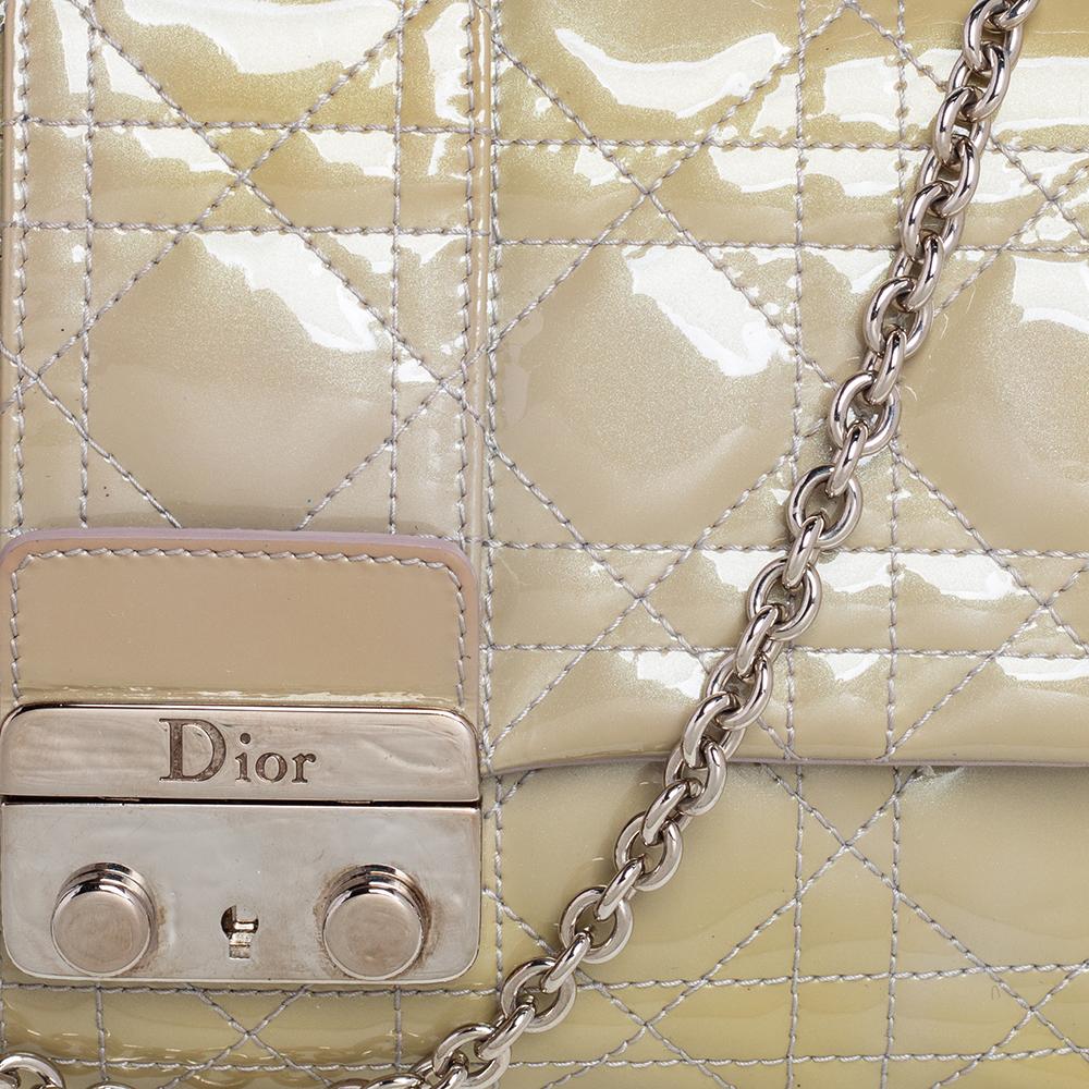 Women's Dior Grey Cannage Patent Leather Miss Dior Promenade Pouch Bag