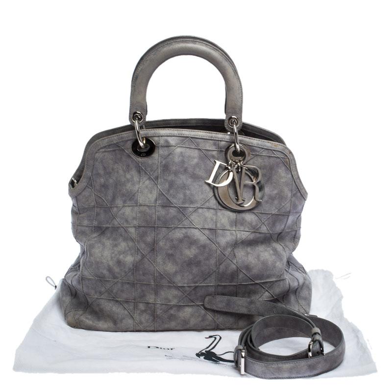 Dior Grey Cannage Quilted Leather Granville Tote 5