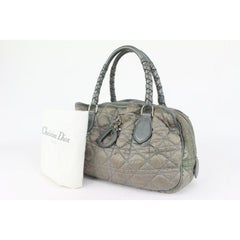 Dior Grey Cannage Quited Mini Lady Boston Braided Handle Bag 14da721