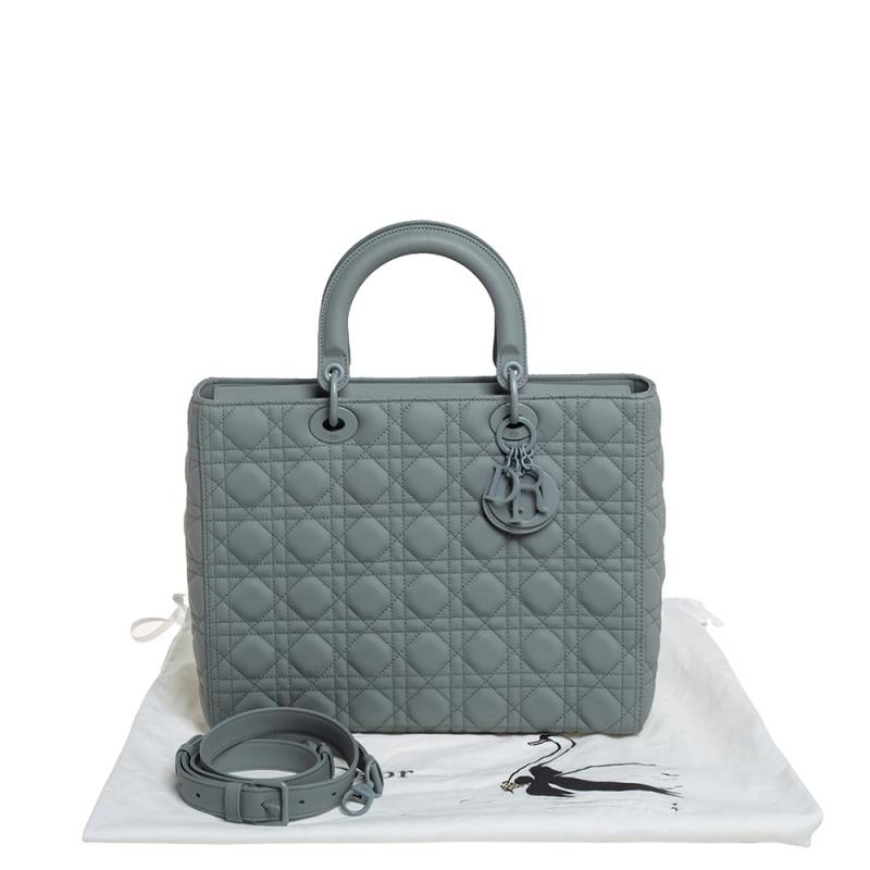 Dior Grey Cannage Ultramatte Leather Large Lady Dior Tote 5