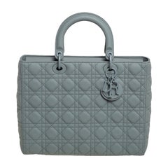 Dior Grey Cannage Ultramatte Leather Large Lady Dior Tote