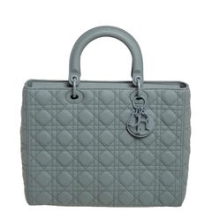 Dior Grey Cannage Ultramatte Leather Large Lady Dior Tote