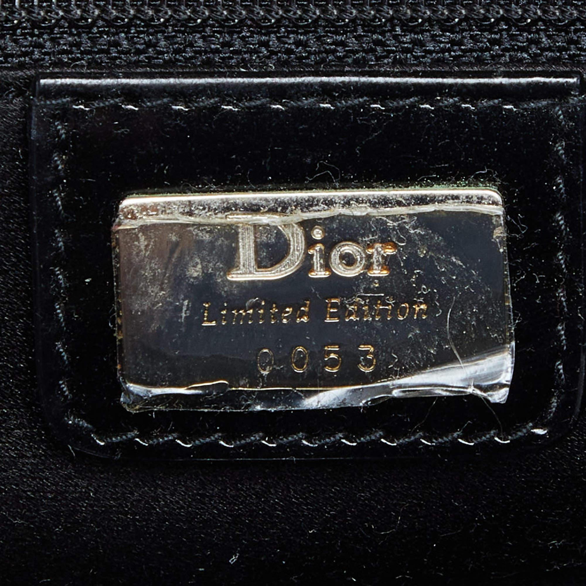 Dior Grey Canvas Hardcore Sequin/Bead Embellished Baguette Bag 6