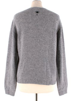 Dior Grey Cashmere Astrology Embroidered Jumper - Size US 10