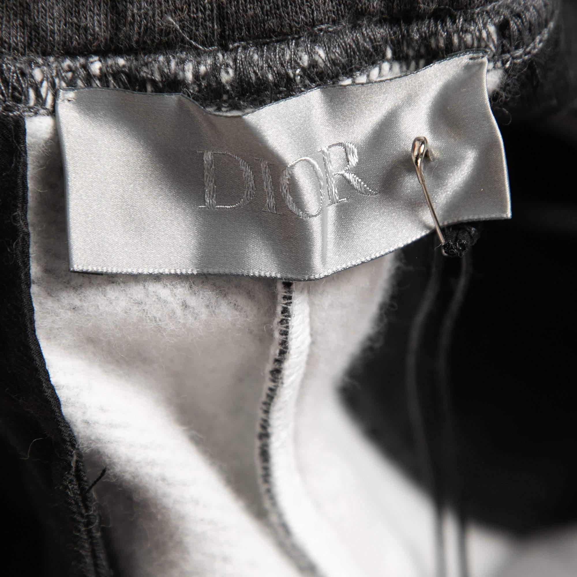 Dior Grey Cotton Blend Knit Drawstring Joggers XL In Excellent Condition For Sale In Dubai, Al Qouz 2