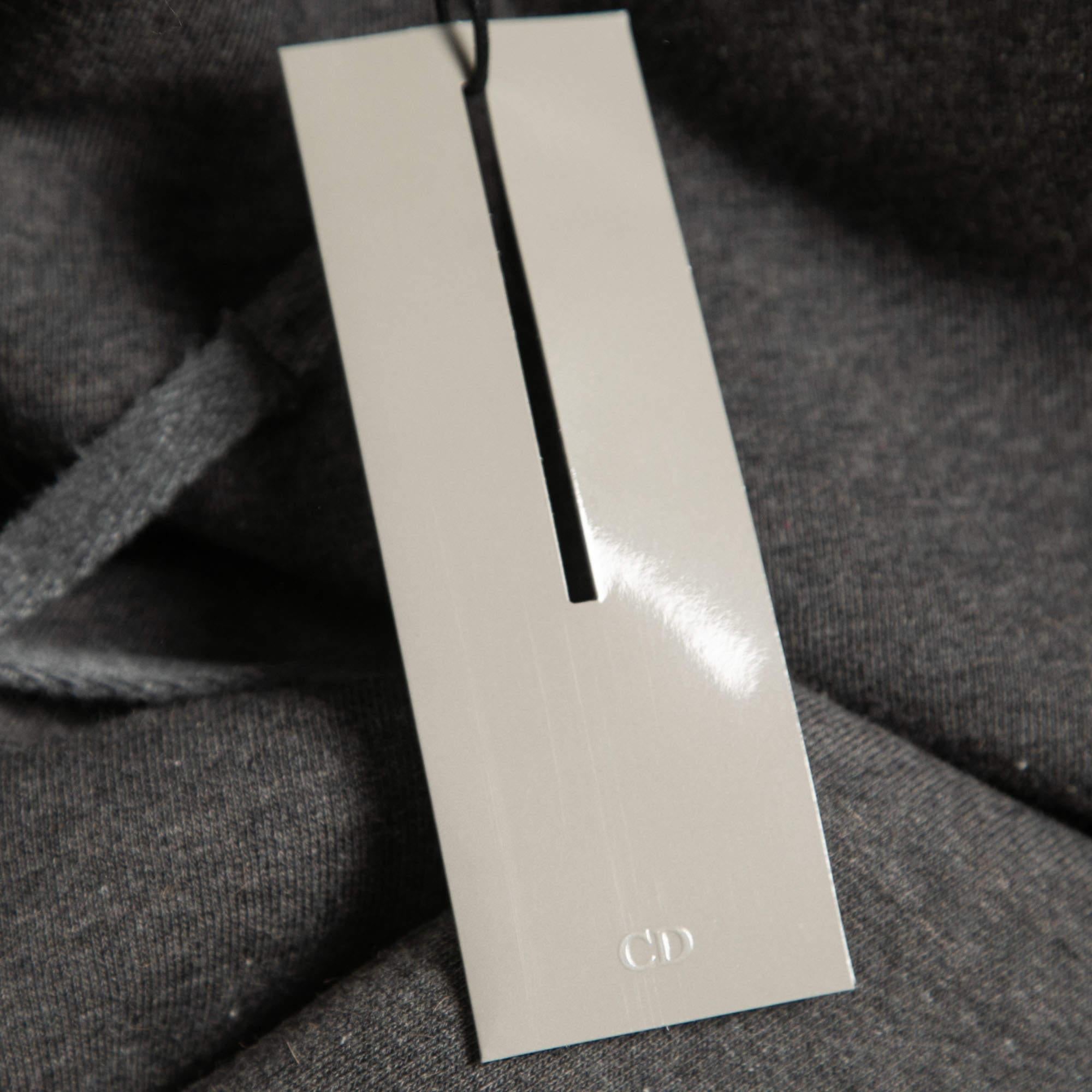 Men's Dior Grey Cotton Blend Knit Drawstring Joggers XL For Sale