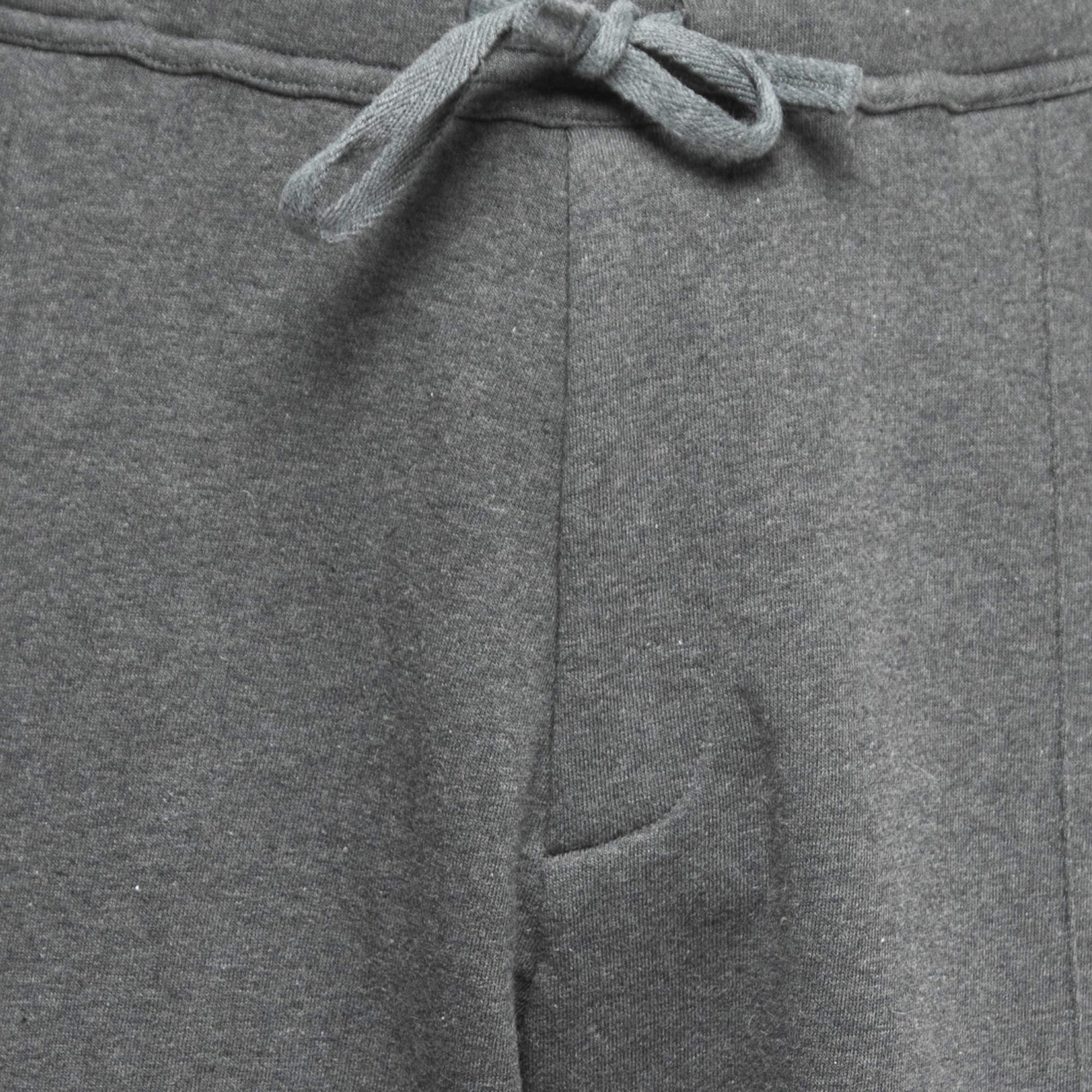 Dior Grey Cotton Blend Knit Drawstring Joggers XL For Sale 2