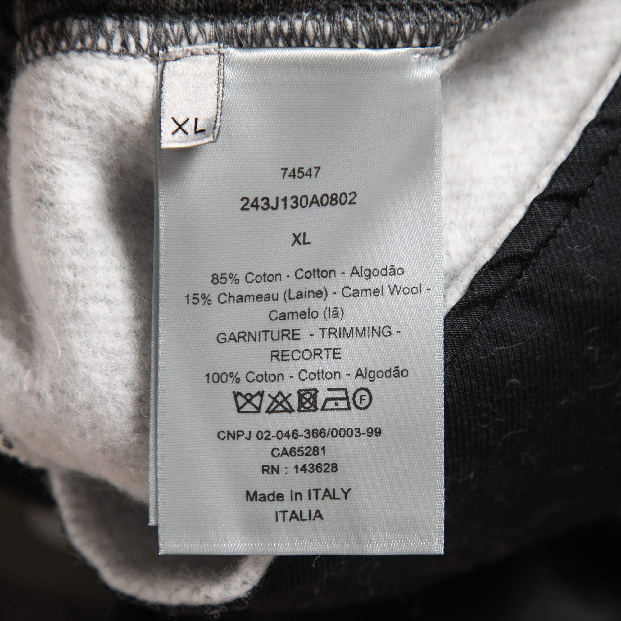Dior - Joggers à cordon de serrage en maille de coton mélangé gris XL en vente 3
