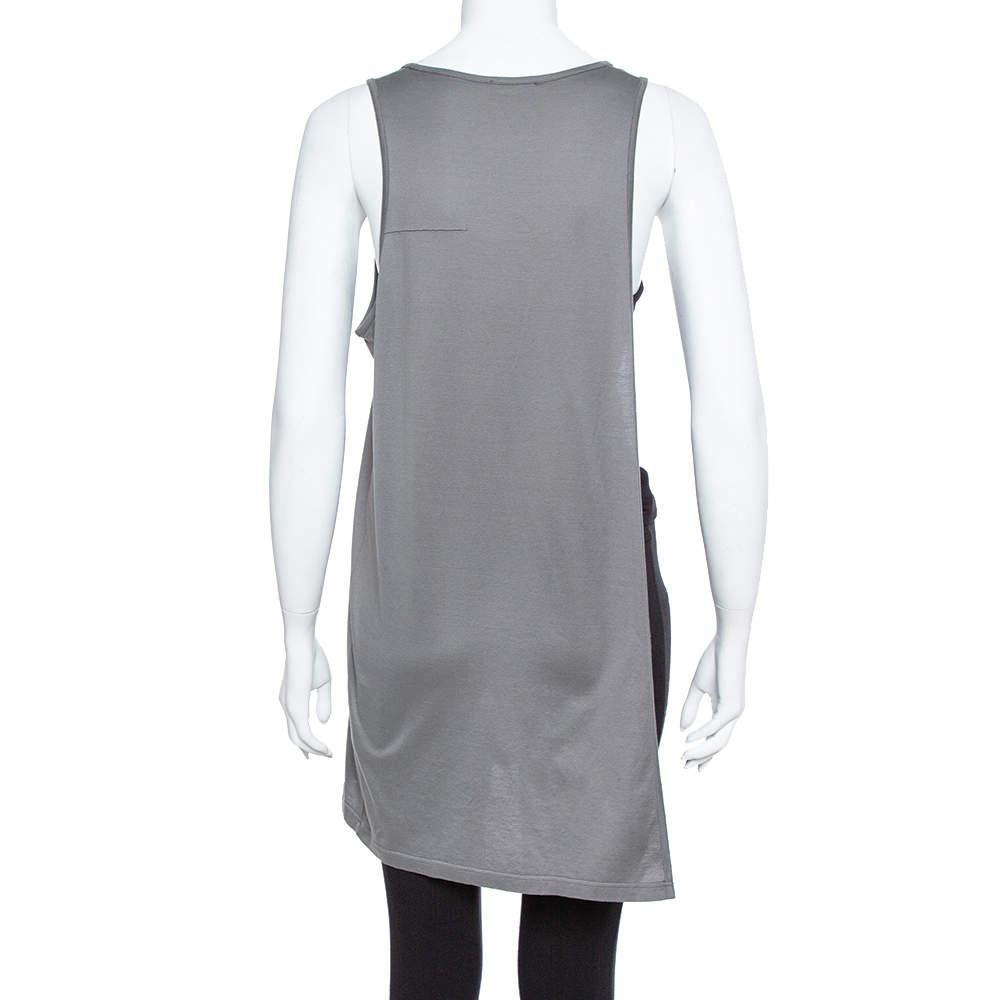 Gray Dior Grey Cotton Open Asymmetric Tank Top S