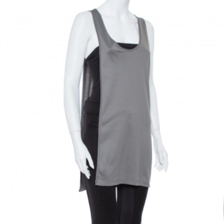 Gray Dior Grey Cotton Open Asymmetric Tank Top S For Sale