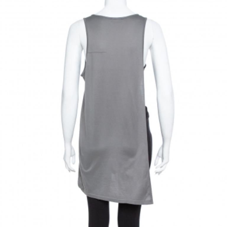 Women's Dior Grey Cotton Open Asymmetric Tank Top S For Sale