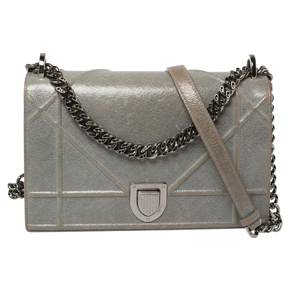 Dior White Leather Medium Diorama Paradise Shoulder Bag at 1stDibs