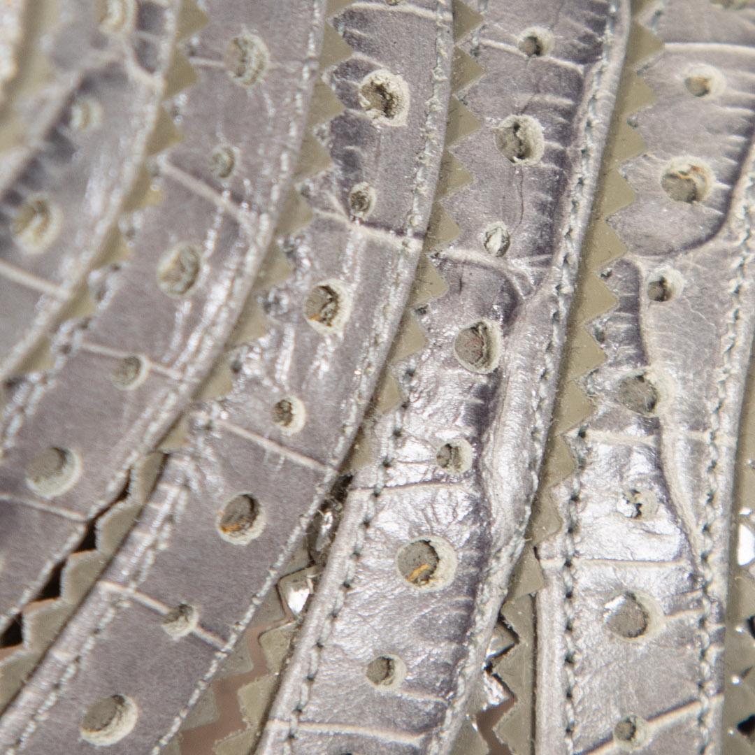 Women's Dior Grey Croc Embossed Platform Strap Sandals Size IT 38