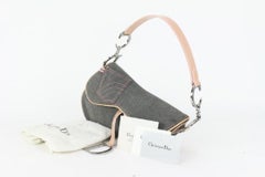 Dior Grey Denim Saddle Bag with Pink Trim 830da26