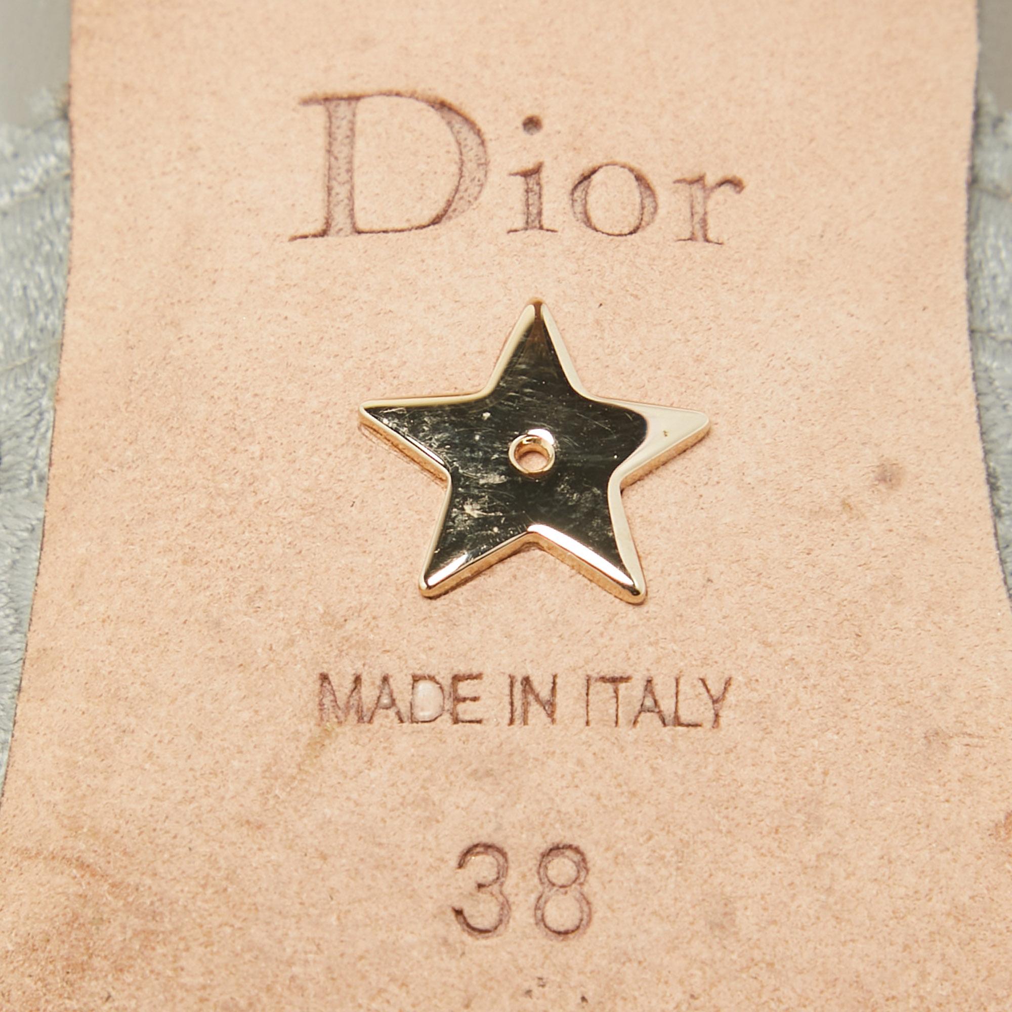 Dior Grey Fabric J'adior Slingback Pumps Size 38 5