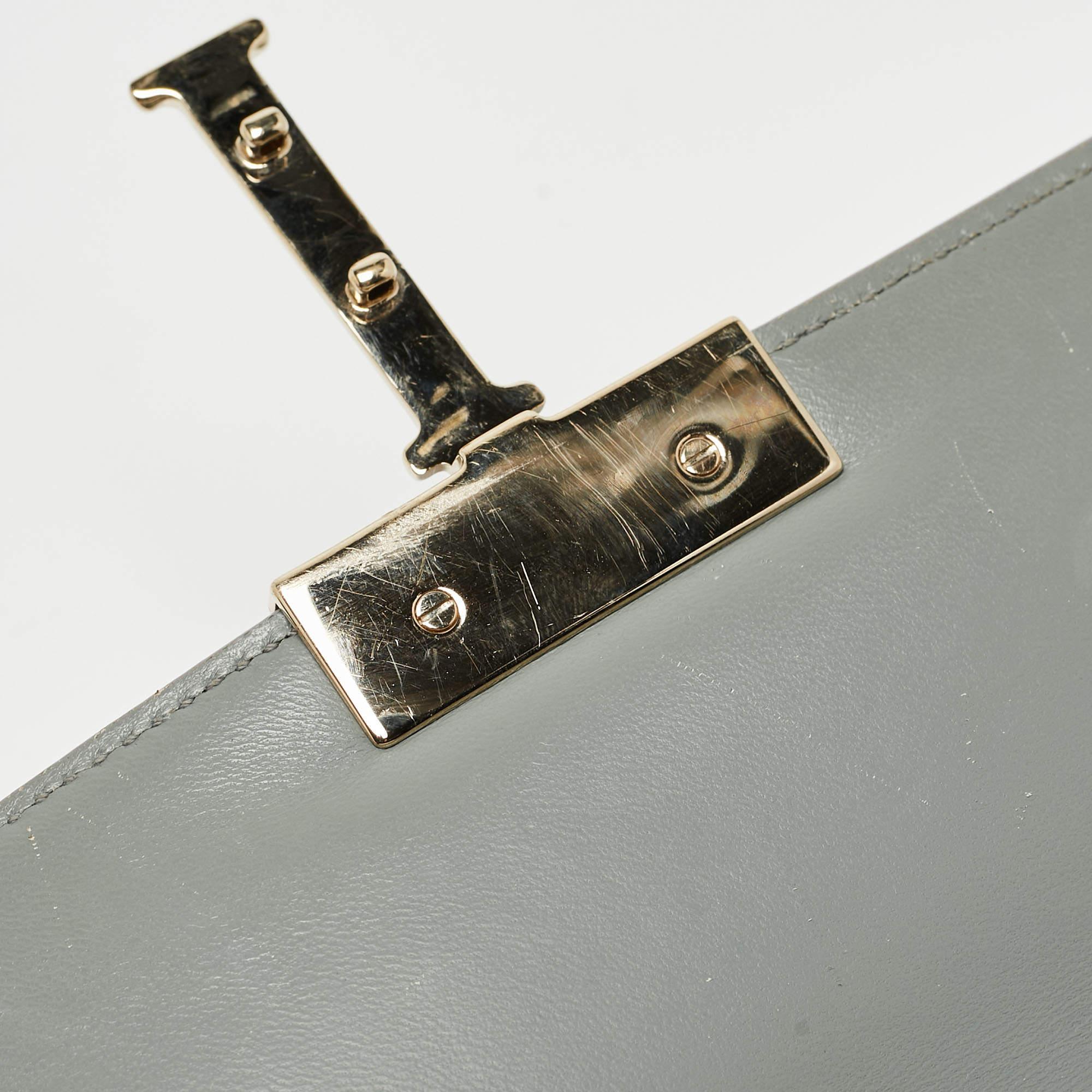 Dior Grey Leather 30 Montaigne Flap Bag For Sale 5