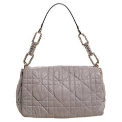 Dior Grey Leather Delices Gaufre Flap Shoulder Bag