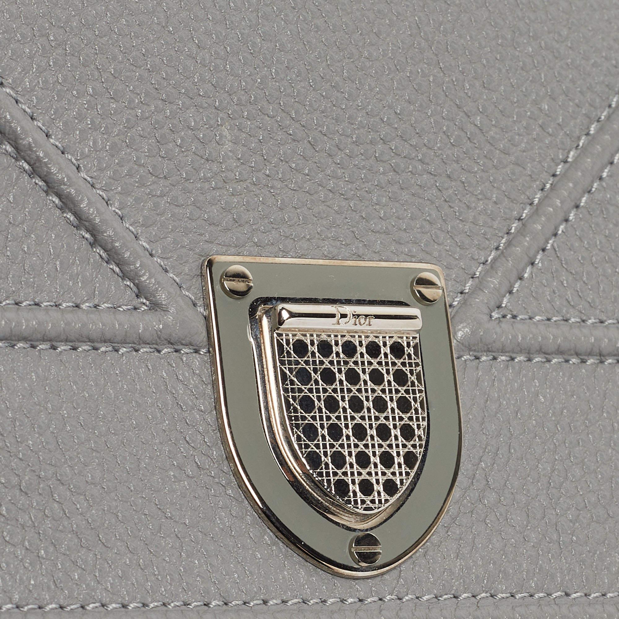 Dior Grey Leather Diorama Wallet on Chain 1