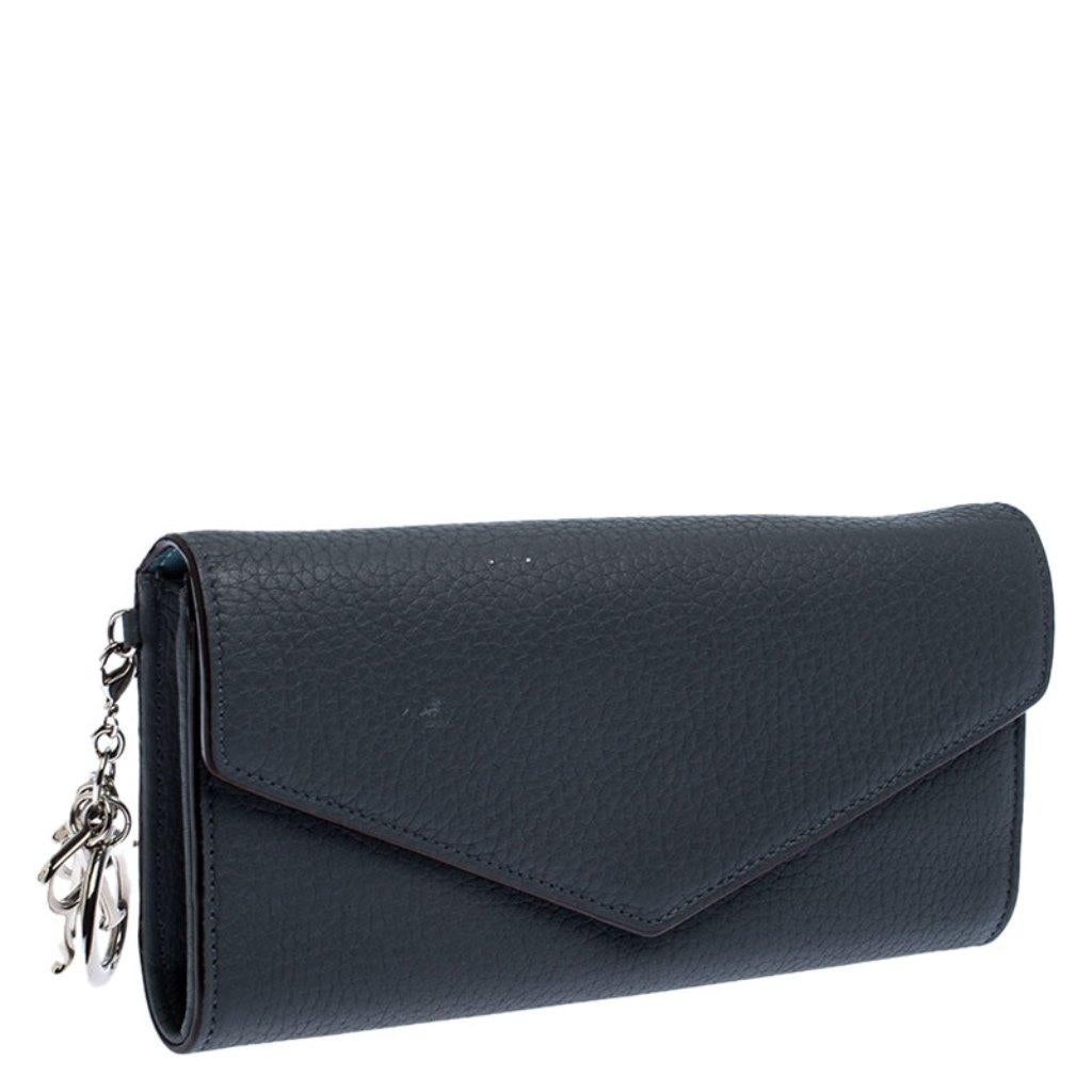 Black Dior Grey Leather Diorissimo Continental Wallet