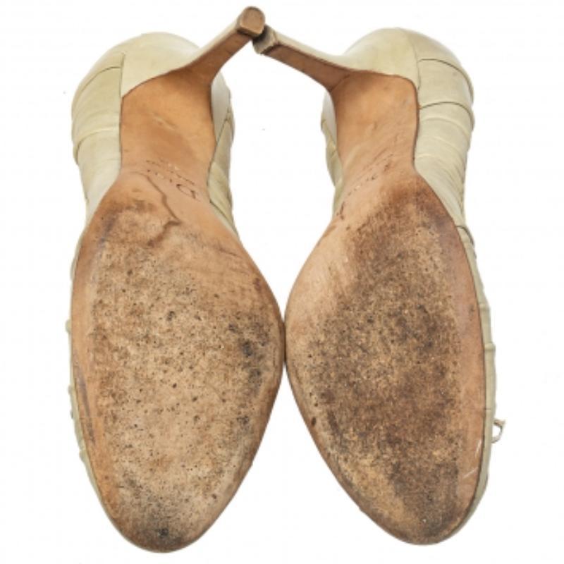 Dior Grey Leather Embellished Round Toe Slip On Pumps Size 39.5 For Sale 1
