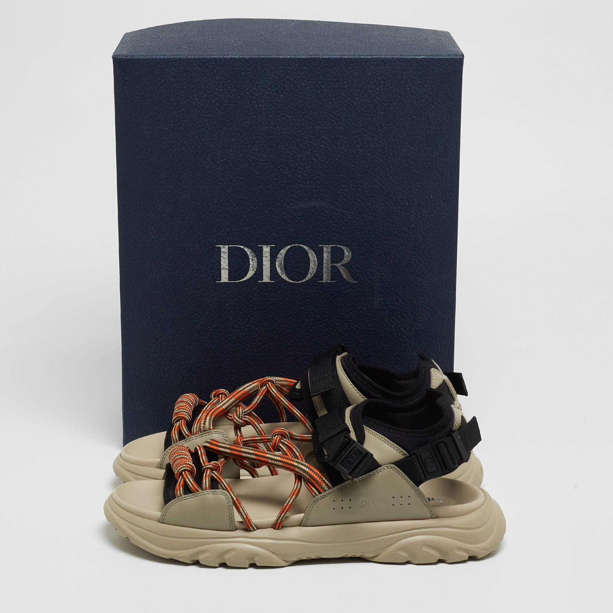 Dior Grey Leather H-Town Singblack Sandals Size 42 For Sale 4