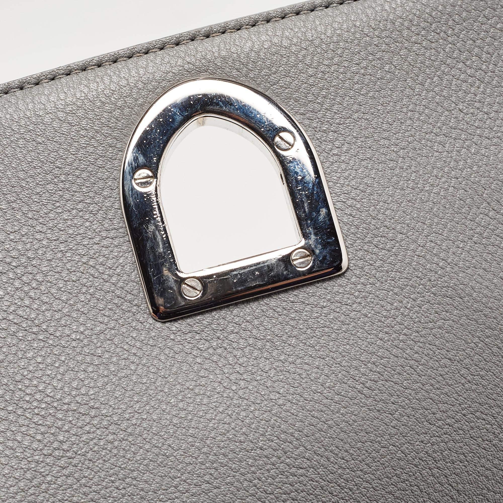 Dior Grey Leather Medium Diorama Flap Shoulder Bag For Sale 7