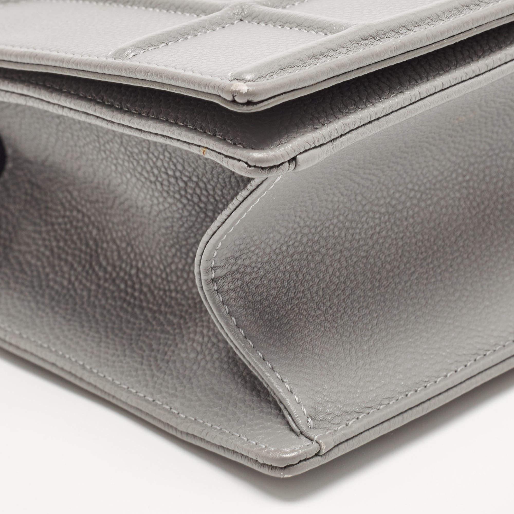 Dior Grey Leather Medium Diorama Flap Shoulder Bag 12