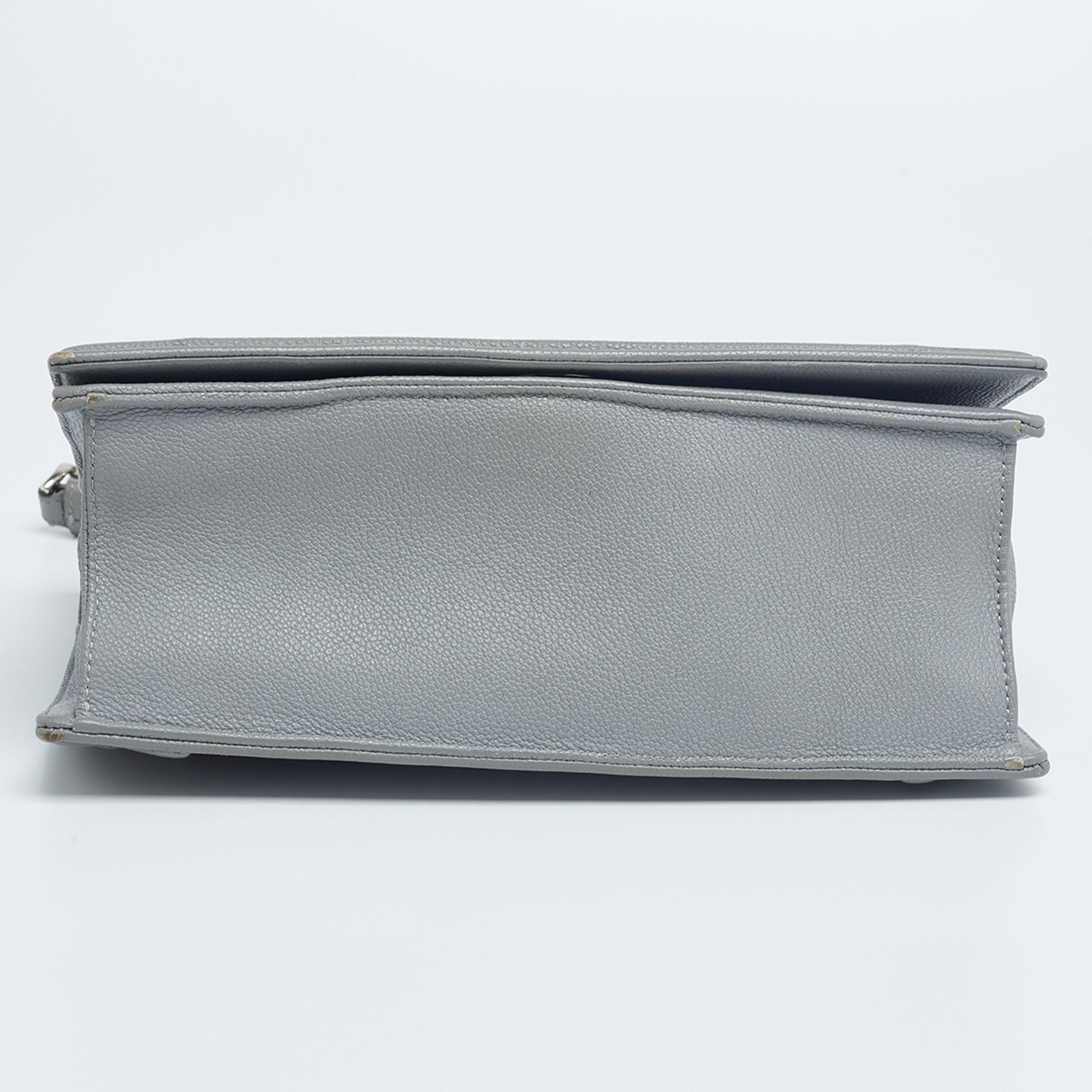 Women's Dior Grey Leather Medium Diorama Flap Shoulder Bag