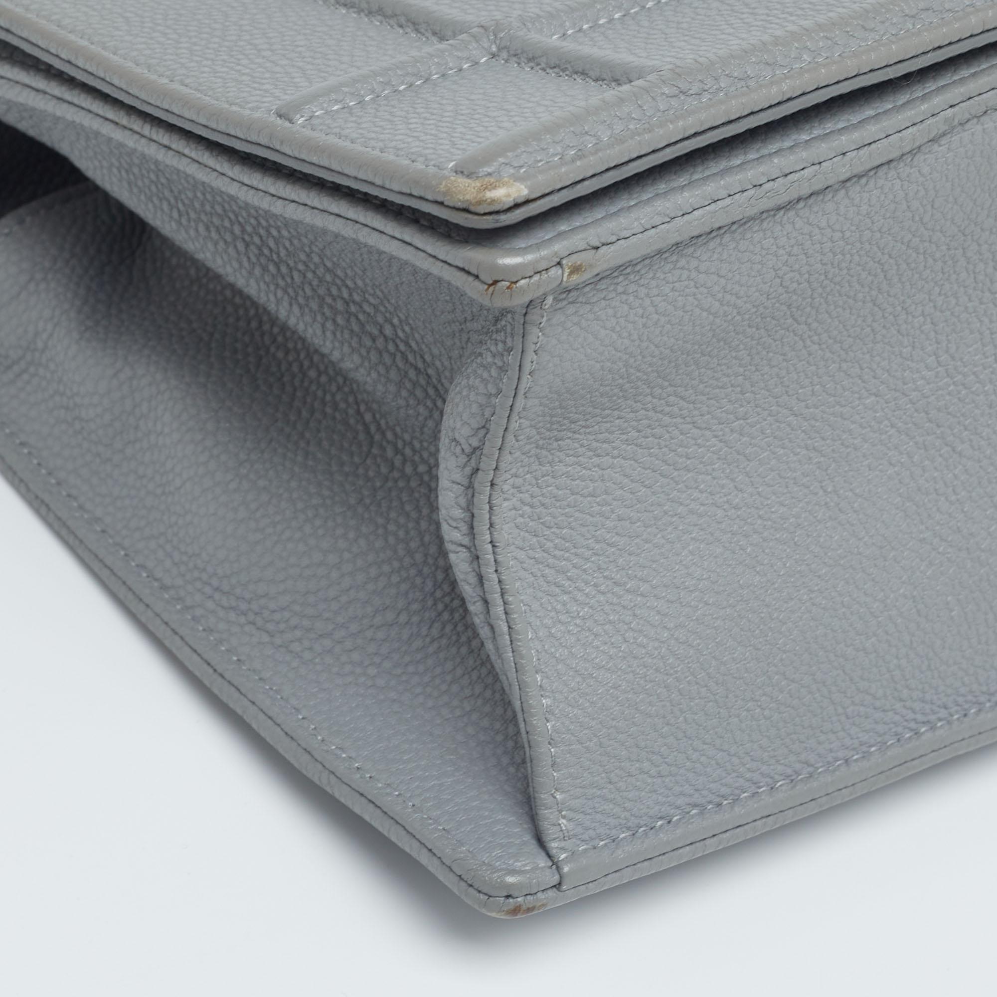 Gray Dior Grey Leather Medium Diorama Flap Shoulder Bag