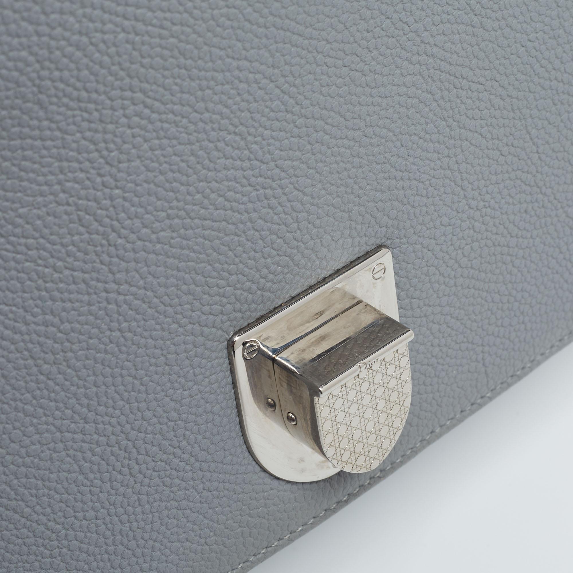 Dior Grey Leather Medium Diorama Flap Shoulder Bag 3