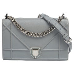 Dior Grey Leather Medium Diorama Flap Shoulder Bag