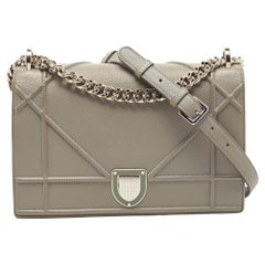 Dior Grey Leather Medium Diorama Flap Shoulder Bag