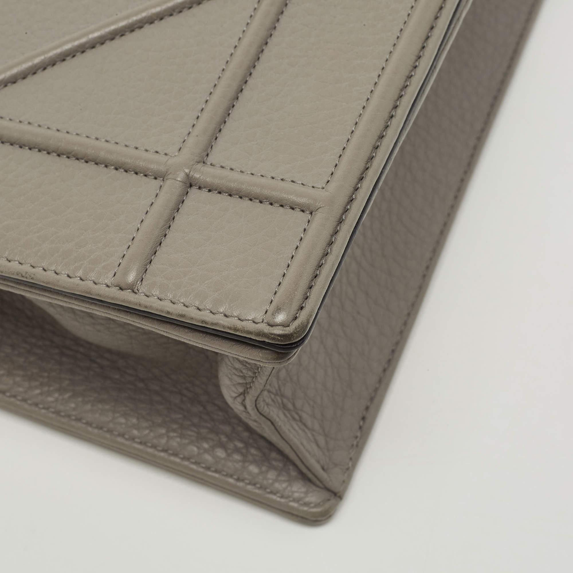 Dior Grey Leather Medium Diorama Shoulder Bag 8