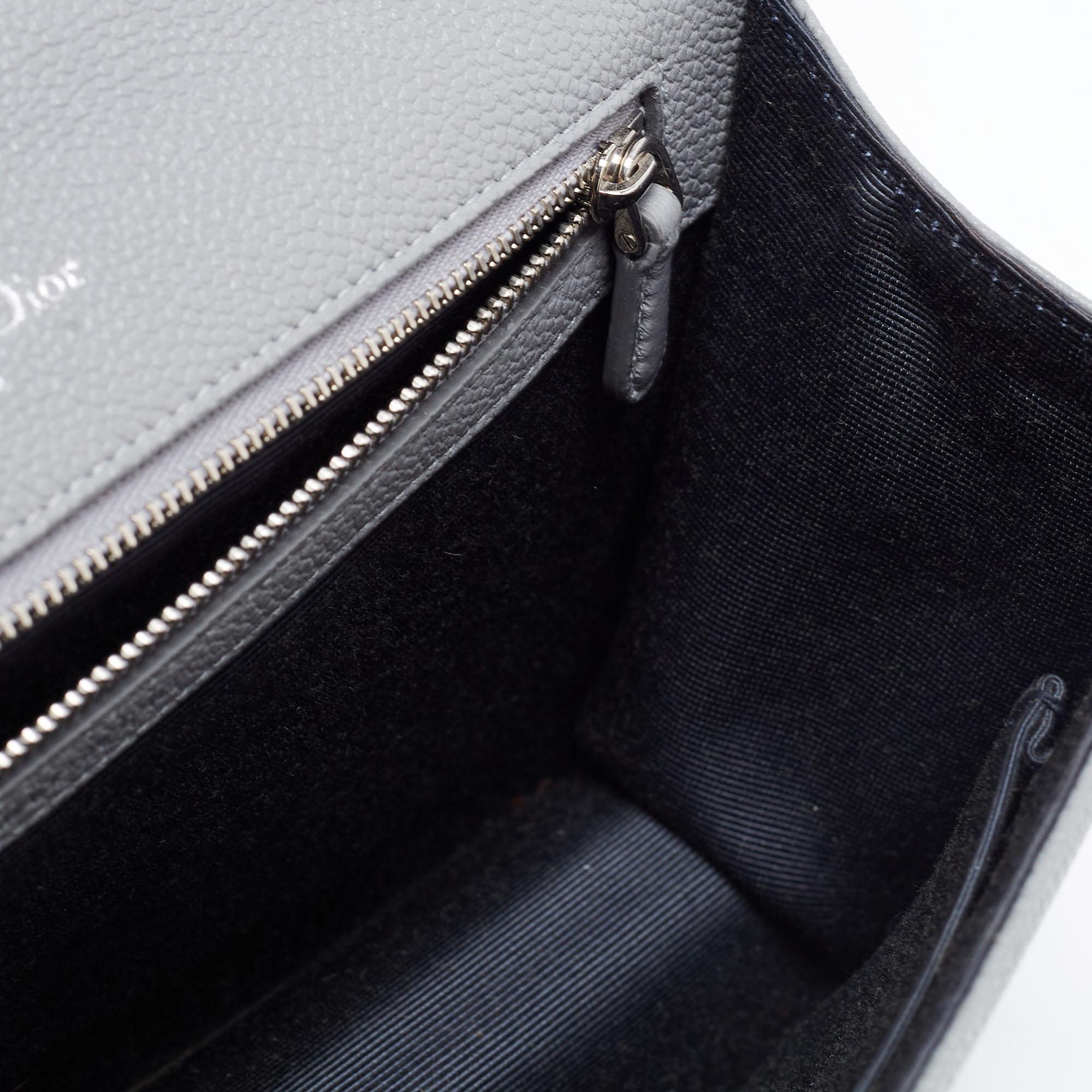 Dior Grey Leather Medium Diorama Shoulder Bag 11