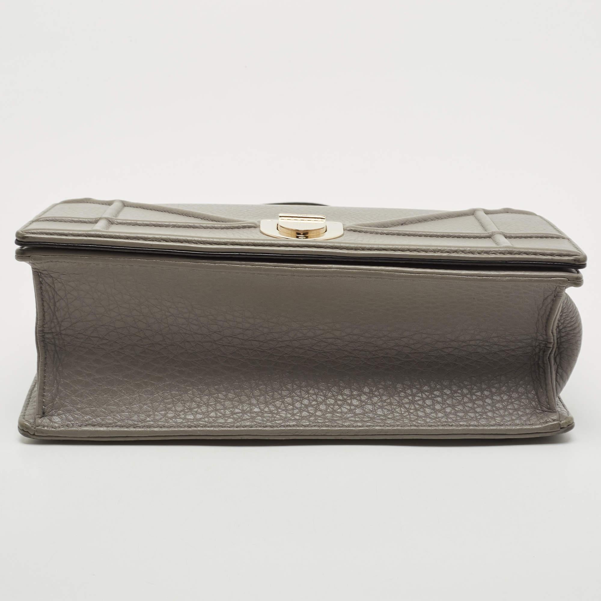 Women's Dior Grey Leather Medium Diorama Shoulder Bag
