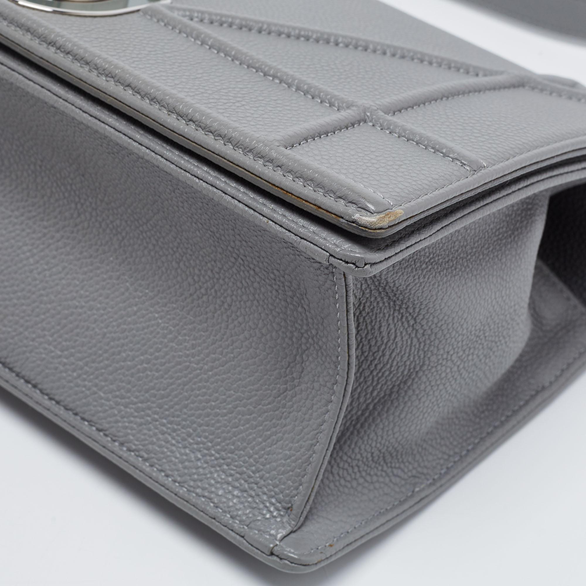 Dior Grey Leather Medium Diorama Shoulder Bag 4