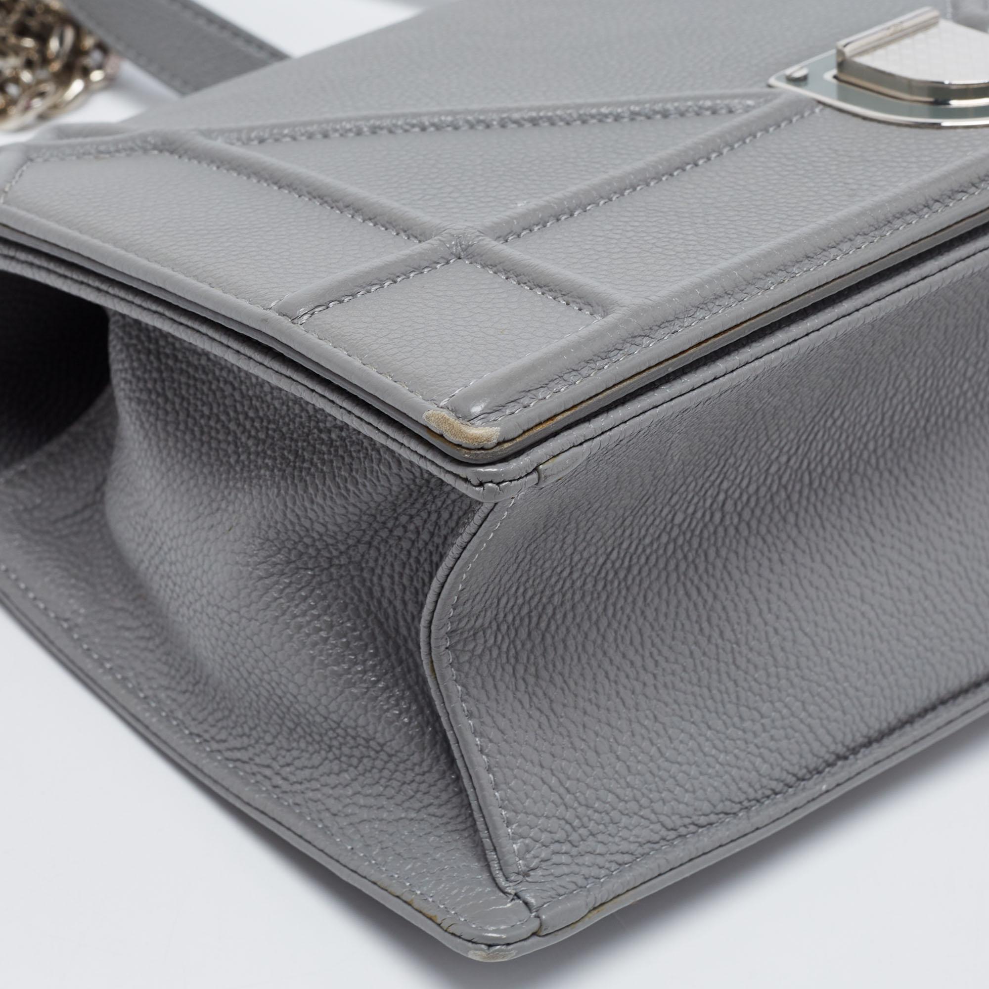 Dior Grey Leather Medium Diorama Shoulder Bag 5