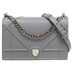 Dior Grey Leather Medium Diorama Shoulder Bag