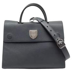 Sac à poignée Diorever Dior en cuir gris de taille moyenne